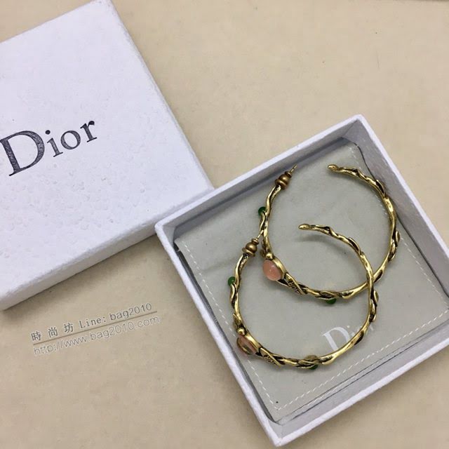 Dior飾品 迪奧經典熱銷款紅色寶石小鳥圓圈耳釘耳環  zgd1467